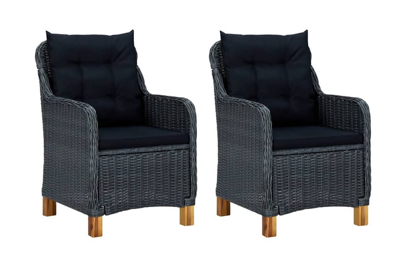 Loungesæt Til Haven 3 Dele Med Hynder Polyrattan Mørkegrå - Grå - Havemøbler - Loungemøbler - Loungesæt