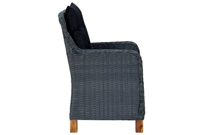 Loungesæt Til Haven 3 Dele Med Hynder Polyrattan Mørkegrå - Grå - Havemøbler - Loungemøbler - Loungesæt