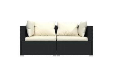 loungesæt til haven 3 dele med hynder polyrattan sort - Sort - Havemøbler - Loungemøbler - Loungesæt
