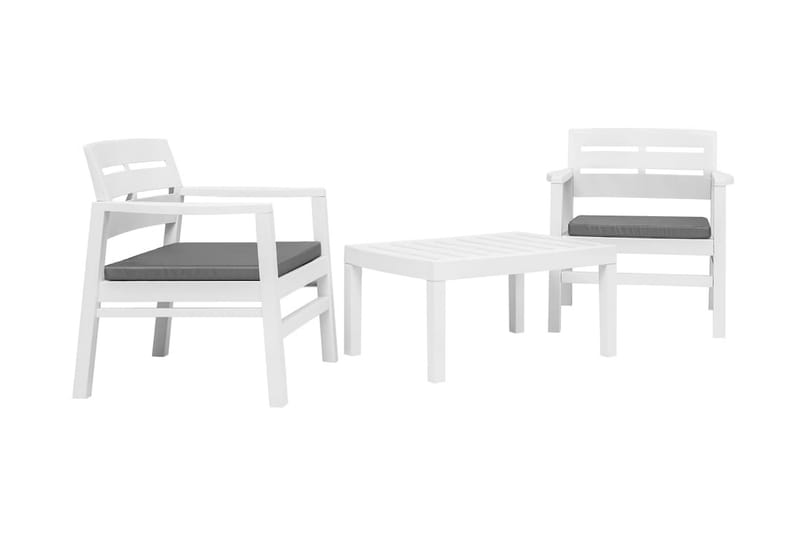 Loungesæt Til Haven 3 Dele Plastik Hvid - Hvid - Altanmøbler - Sofagrupper udendørs - Loungesæt