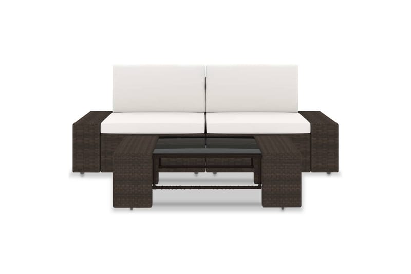 Loungesæt Til Haven 3 Dele Polyrattan Brun - Brun - Havemøbler - Loungemøbler - Loungesæt