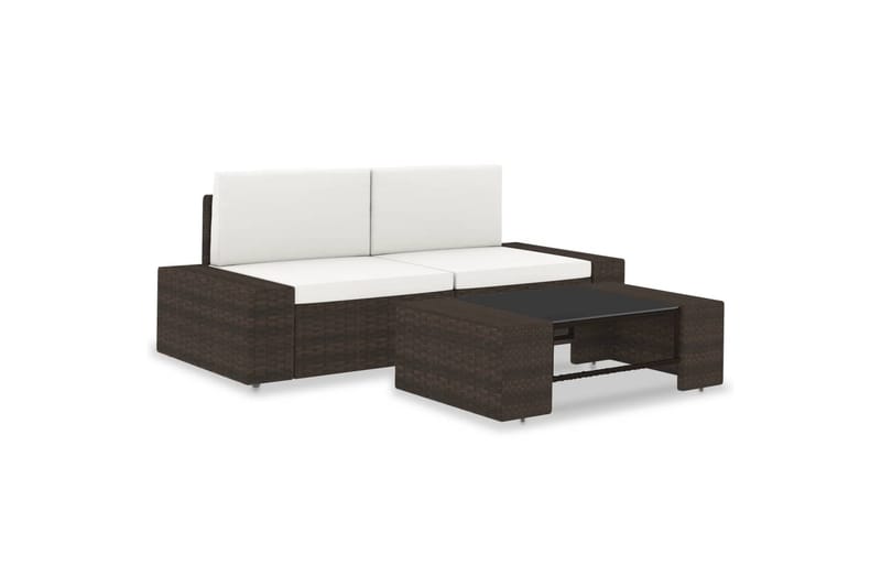 Loungesæt Til Haven 3 Dele Polyrattan Brun - Brun - Havemøbler - Loungemøbler - Loungesæt