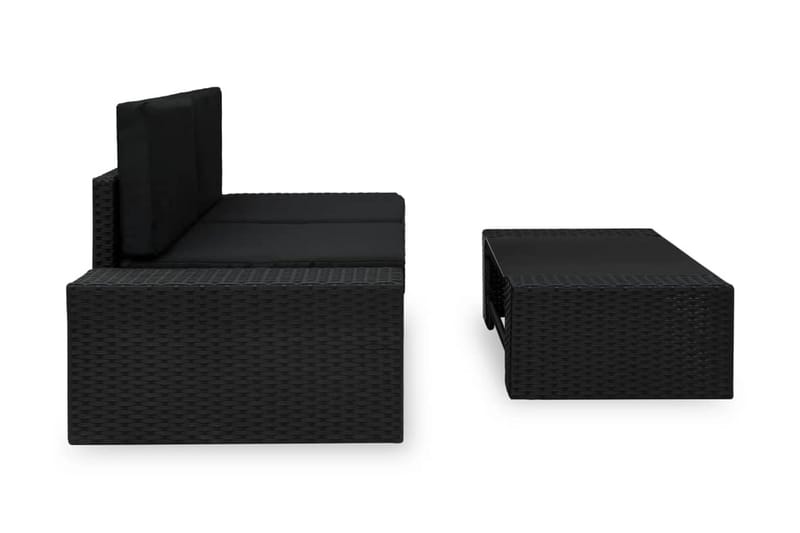 Loungesæt Til Haven 3 Dele Polyrattan Sort - Sort - Havemøbler - Loungemøbler - Loungesæt