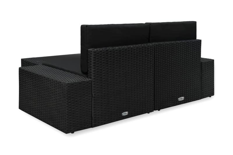 Loungesæt Til Haven 3 Dele Polyrattan Sort - Sort - Havemøbler - Loungemøbler - Loungesæt