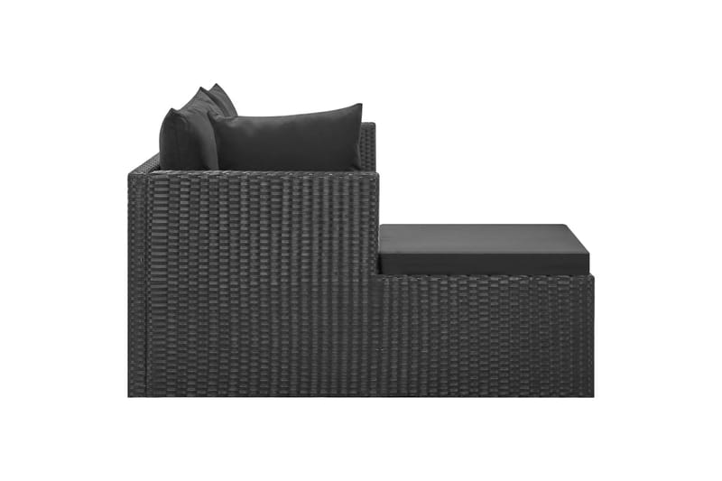 Loungesæt Til Haven 4 Dele med Hynder Polyrattan Sort - Sort - Havemøbler - Loungemøbler - Loungesæt