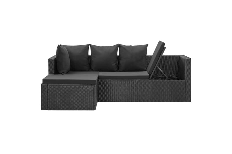 Loungesæt Til Haven 4 Dele med Hynder Polyrattan Sort - Sort - Havemøbler - Loungemøbler - Loungesæt