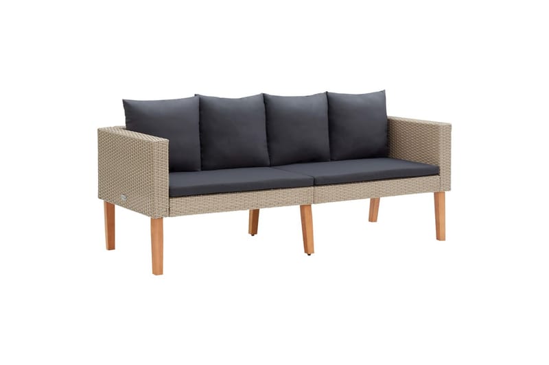 Loungesæt til haven 4 dele med hynder polyrattan beige - Beige - Havemøbler - Loungemøbler - Loungesæt