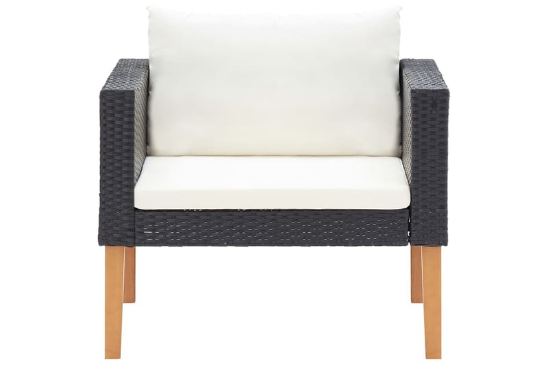 Loungesæt til haven 4 dele med hynder polyrattan sort - Sort - Havemøbler - Loungemøbler - Loungesæt