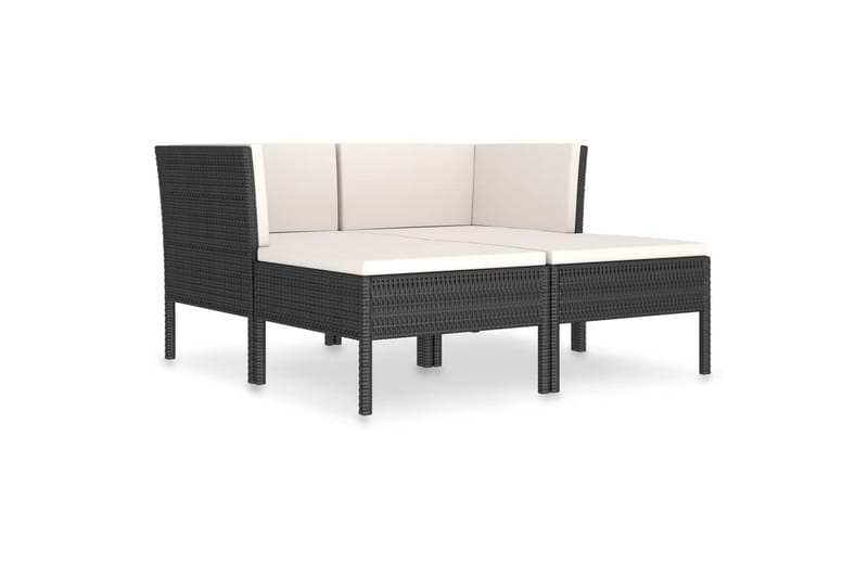 loungesæt til haven 4 dele med hynder polyrattan sort - Sort - Havemøbler - Loungemøbler - Loungesæt