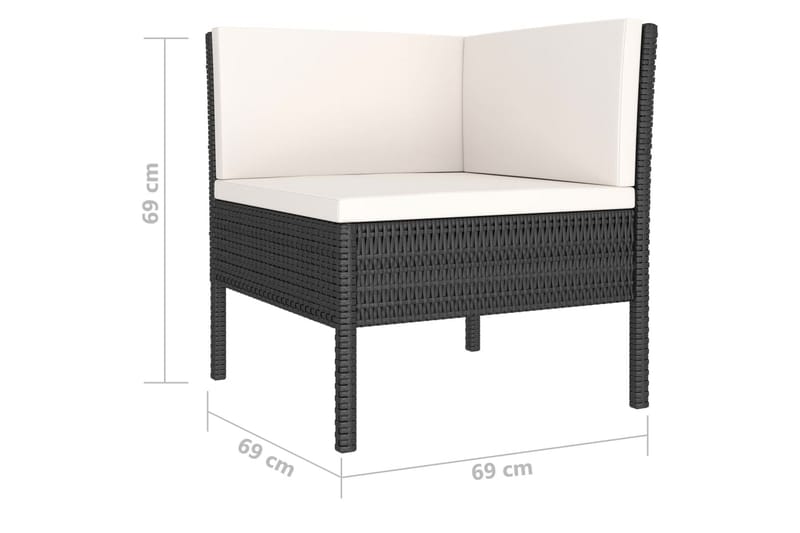 loungesæt til haven 4 dele med hynder polyrattan sort - Sort - Havemøbler - Loungemøbler - Loungesæt