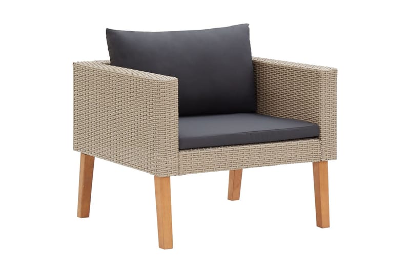 Loungesæt til haven 4 dele med hynder polyrattan beige - Beige - Havemøbler - Loungemøbler - Loungesæt