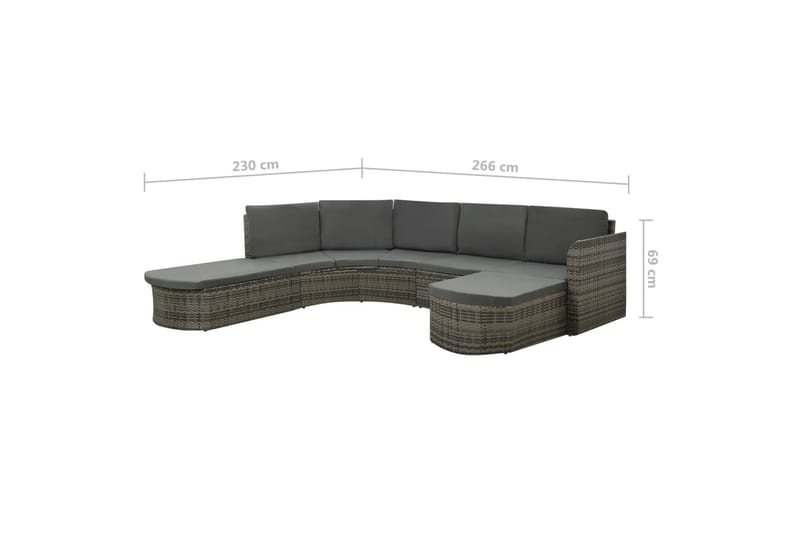 Loungesæt til haven 4 dele med hynder polyrattan grå - Grå - Altanmøbler - Sofagrupper udendørs - Loungesæt