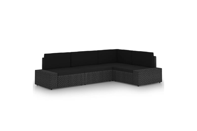 loungesæt til haven 4 dele med hynder polyrattan sort - Sort - Havemøbler - Loungemøbler - Loungesæt