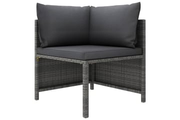 loungesæt til haven 4 dele med hynder polyrattan grå - Grå - Havemøbler - Loungemøbler - Loungesæt