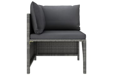 loungesæt til haven 4 dele med hynder polyrattan grå - Grå - Havemøbler - Loungemøbler - Loungesæt
