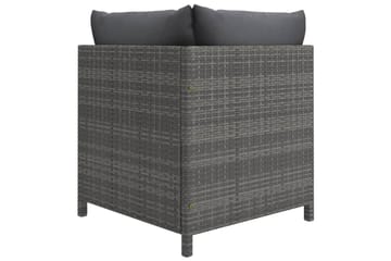 loungesæt til haven 4 dele med hynder polyrattan grå - Grå - Havemøbler - Loungemøbler - Loungesæt