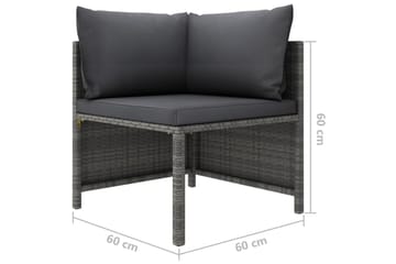 loungesæt til haven 4 dele med hynder polyrattan grå - Grå - Havemøbler - Loungemøbler - Loungesæt