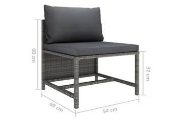 loungesæt til haven 4 dele med hynder polyrattan grå - Grå - Havemøbler - Loungemøbler - Loungesæt