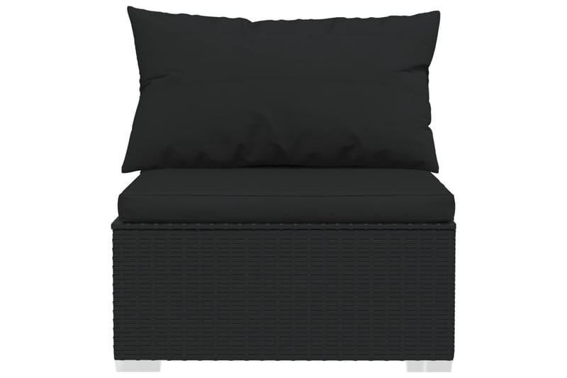 loungesæt til haven 4 dele med hynder polyrattan sort - Sort - Havemøbler - Loungemøbler - Loungesæt