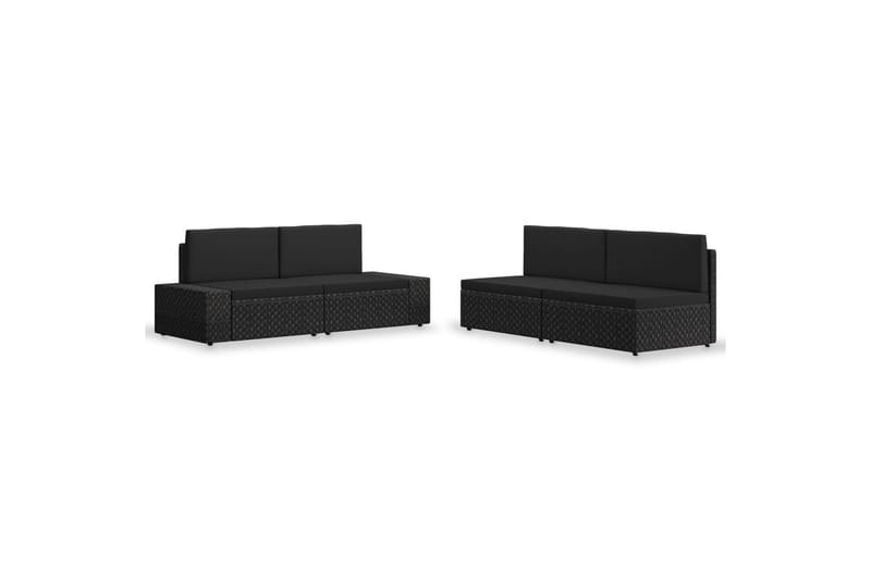 Loungesæt Til Haven 4 Dele Polyrattan Sort - Sort - Havemøbler - Loungemøbler - Loungesæt