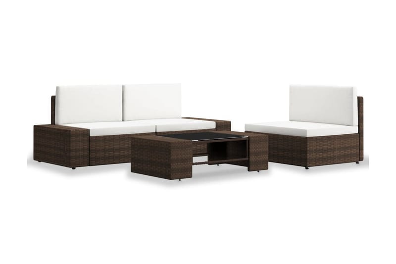 Loungesæt Til Haven 4 Dele Polyrattan Brun - Brun - Havemøbler - Loungemøbler - Loungesæt