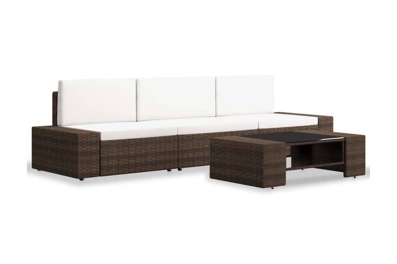 Loungesæt Til Haven 4 Dele Polyrattan Brun - Brun - Havemøbler - Loungemøbler - Loungesæt