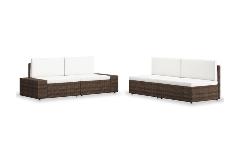 Loungesæt Til Haven 4 Dele Polyrattan Brun - Brun - Havemøbler - Loungemøbler - Loungesæt