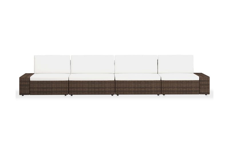 Loungesæt Til Haven 4 Dele Polyrattan Brun - Brun - Havemøbler - Loungemøbler - Loungesæt
