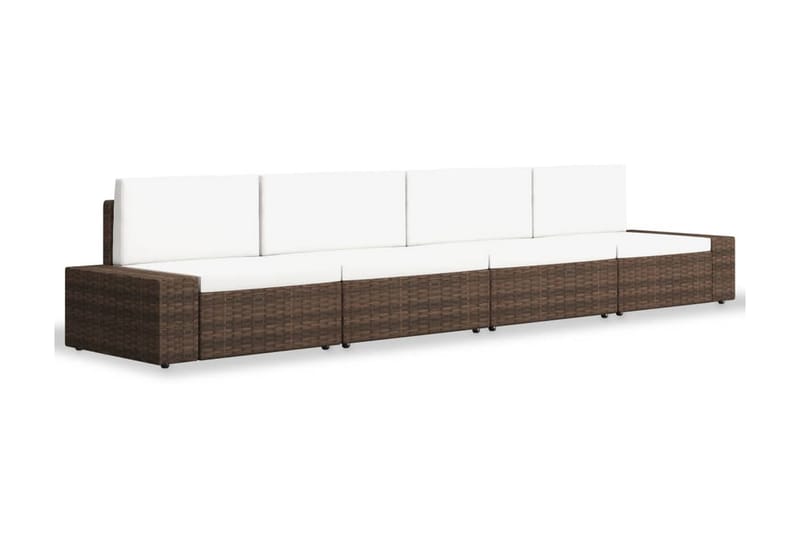 Loungesæt Til Haven 4 Dele Polyrattan Brun - Brun - Havemøbler - Loungemøbler - Loungesæt