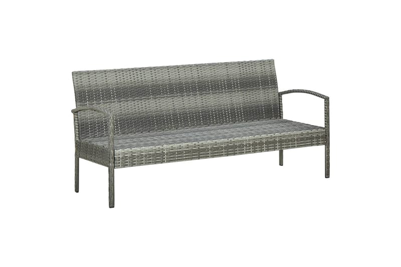 Loungesæt Til Haven 5 Dele Med Hynder Polyrattan Grå - Grå - Havemøbler - Loungemøbler - Loungesæt