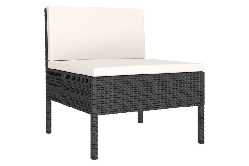 loungesæt til haven 5 dele med hynder polyrattan sort - Sort - Havemøbler - Loungemøbler - Loungesæt