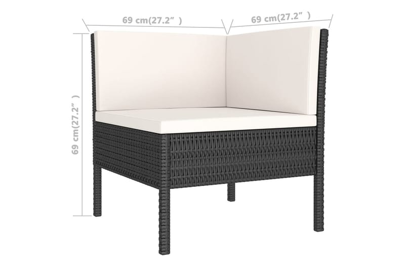 loungesæt til haven 5 dele med hynder polyrattan sort - Sort - Havemøbler - Loungemøbler - Loungesæt