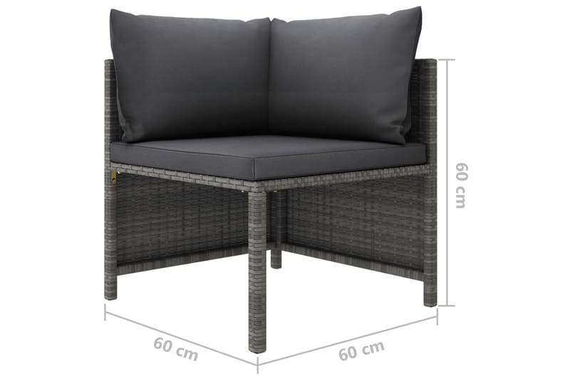 loungesæt til haven 5 dele med hynder polyrattan grå - Grå - Altanmøbler - Sofagrupper udendørs - Loungesæt