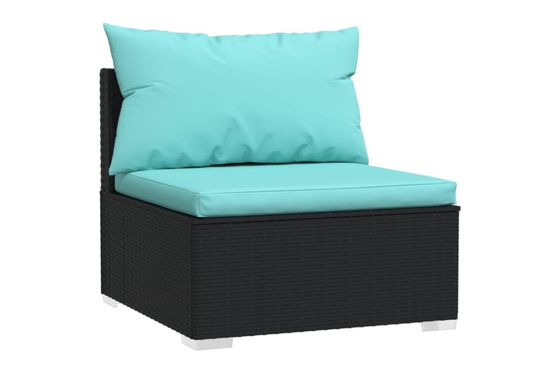 loungesæt til haven 5 dele med hynder polyrattan sort - Sort - Havemøbler - Loungemøbler - Loungesæt