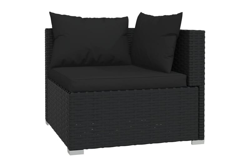 loungesæt til haven 5 dele med hynder polyrattan sort - Sort - Altanmøbler - Sofagrupper udendørs - Loungesæt