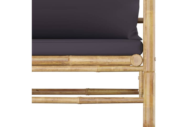 Loungesæt til haven 5 dele med mørkegrå hynder bambus - Brun - Altanmøbler - Sofagrupper udendørs - Loungesæt
