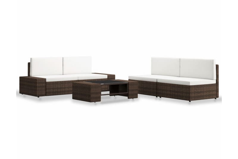 Loungesæt Til Haven 5 Dele Polyrattan Brun - Brun - Havemøbler - Loungemøbler - Loungesæt