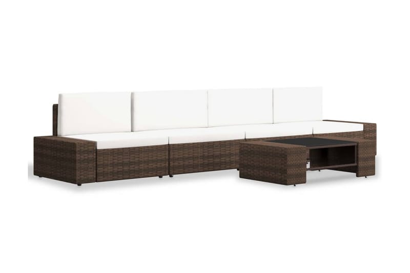Loungesæt Til Haven 5 Dele Polyrattan Brun - Brun - Havemøbler - Loungemøbler - Loungesæt