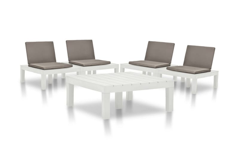Loungesæt Til Haven 5 Dele Plastik Hvid - Hvid - Altanmøbler - Sofagrupper udendørs - Loungesæt