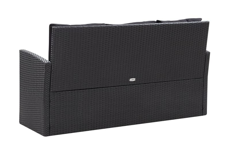 Loungesæt Til Haven 6 Dele med Hynder Polyrattan Sort - Sort - Havemøbler - Loungemøbler - Loungesæt