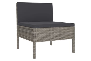 loungesæt til haven 6 dele med hynder polyrattan grå - Grå - Havemøbler - Loungemøbler - Loungesæt