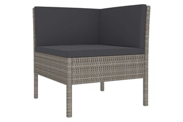 loungesæt til haven 6 dele med hynder polyrattan grå - Grå - Havemøbler - Loungemøbler - Loungesæt