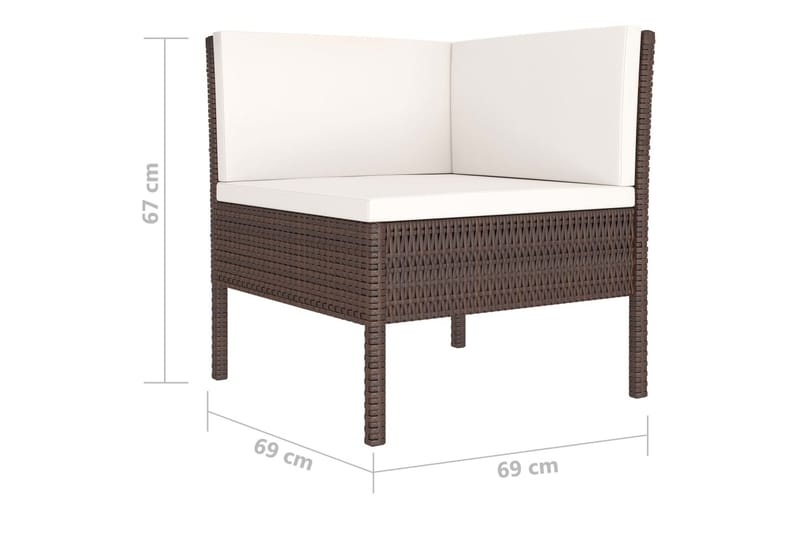 loungesæt til haven 6 dele med hynder polyrattan brun - Brun - Havemøbler - Loungemøbler - Loungesæt