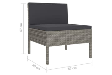 loungesæt til haven 6 dele med hynder polyrattan grå - Grå - Havemøbler - Loungemøbler - Loungesæt