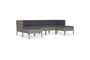 loungesæt til haven 6 dele med hynder polyrattan grå - Grå - Havemøbler - Loungemøbler - Loungesæt