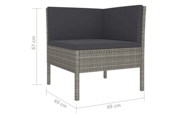 loungesæt til haven 6 dele med hynder polyrattan grå - Grå - Havemøbler - Loungemøbler - Loungesæt