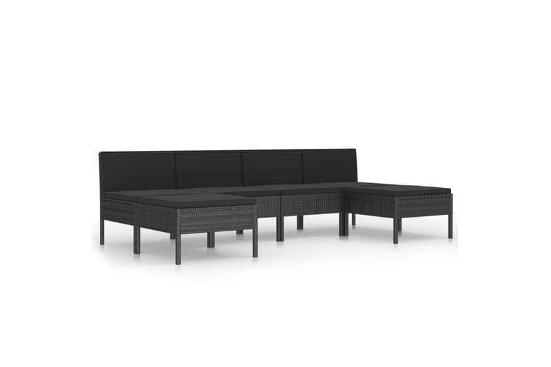loungesæt til haven 6 dele med hynder polyrattan sort - Sort - Havemøbler - Loungemøbler - Loungesæt