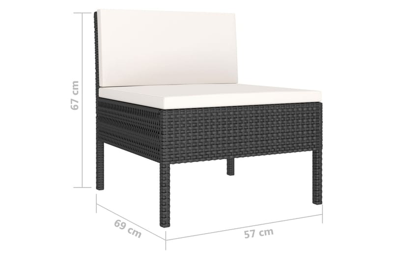 loungesæt til haven 6 dele med hynder polyrattan sort - Sort - Havemøbler - Loungemøbler - Loungesæt