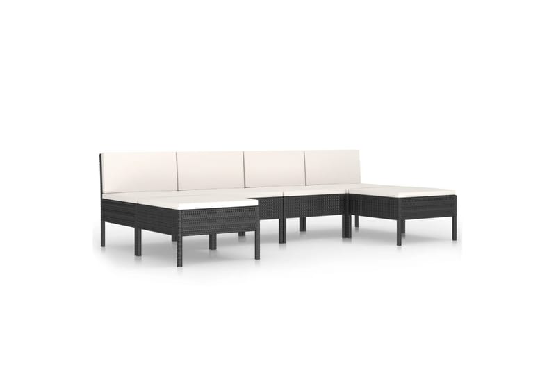 loungesæt til haven 6 dele med hynder polyrattan sort - Sort - Havemøbler - Loungemøbler - Loungesæt