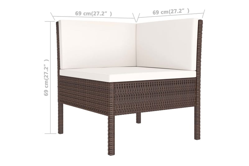 lounges�æt til haven 6 dele med hynder polyrattan brun - Brun - Havemøbler - Loungemøbler - Loungesæt